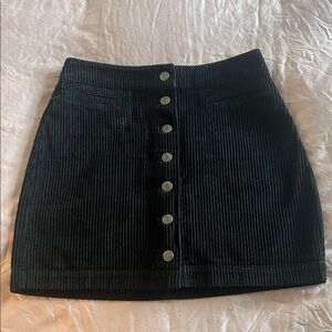 Aritzia Black Corduroy Button-Up Mini Skirt